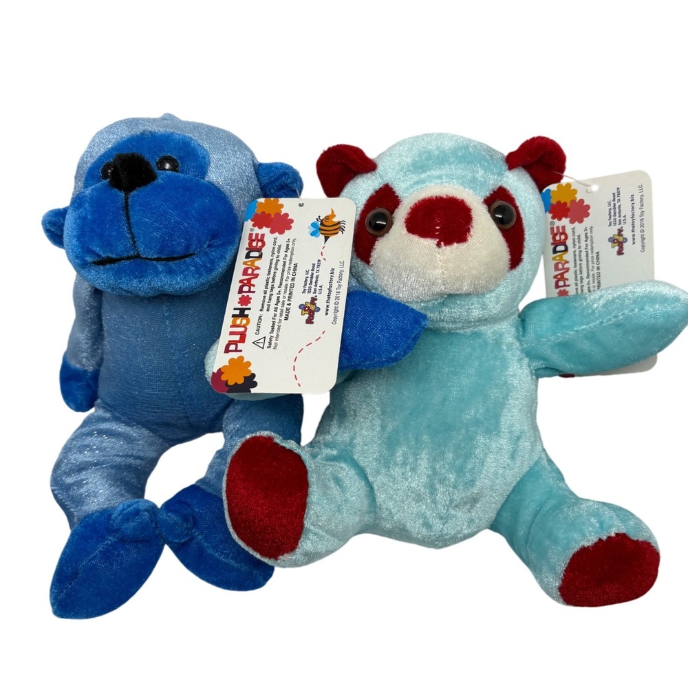 2‎ Plush Paradise Blue Gorilla & Red Raccoon Plush Toys with Tags Stuffies
